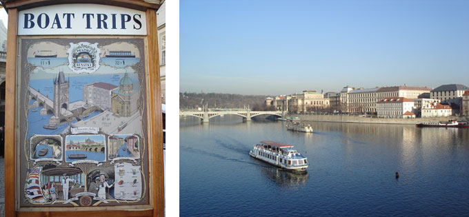 Bateau-mouche  Prague sur la Vtlava